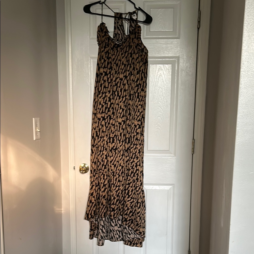 FLAWLESS Brown and Black Ruffled Tiered Maxi Dress